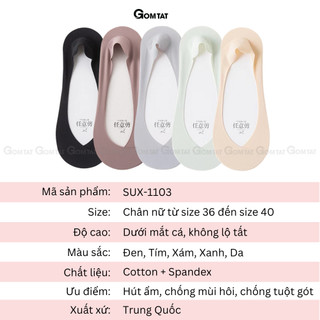 [MUA 5 TẶNG 1] Combo 5 đôi tất lười nữ GOMTAT, có đệm silicon chống tuột, chất liệu cotton mềm mại - SUX-1103-CB6