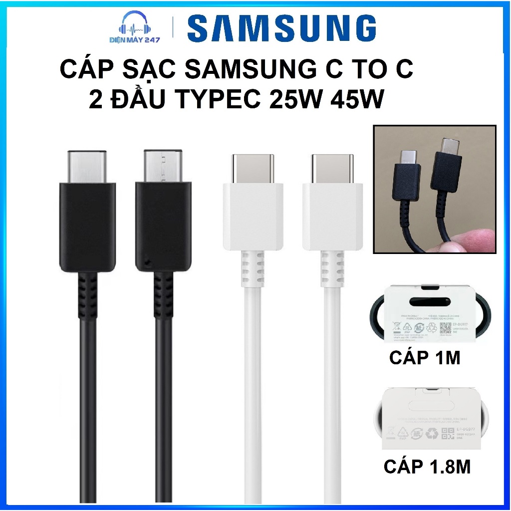 Ảnh Cáp Sạc Nhanh Samsung C to C ( 2 đầu typec ) - Lỗi 1 đổi 1 - bảo hành 6 tháng 1