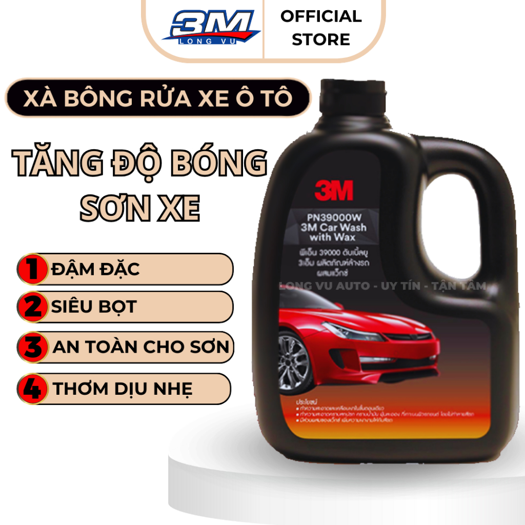 Xà bông rửa xe siêu bọt 3M Car Wash With Wax PN39000W- 1L