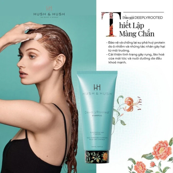 Bộ dầu gội xả làm sạch và tẩy tế bào chết Hush and Hush DeeplyRooted Shampoo 200ml