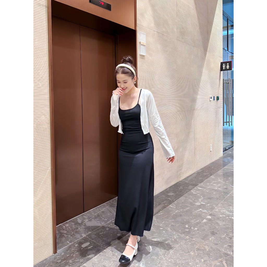 Áo khoác cardigan dáng croptop khoác ngoài tay dài, áo khoác nữ phối với đầm váy thun xịn V88