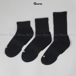 Combo 10 đôi vớ nam nữ màu đen GOMTAT, chất liệu cotton cao cấp, thoáng mát, có lớp xù êm chân - STA-5009-CB10