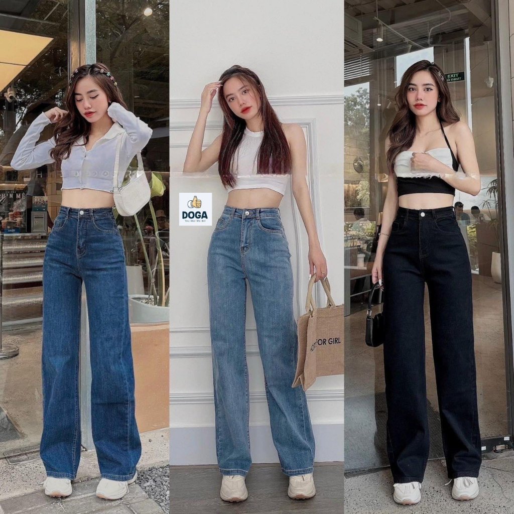 Quần Jeans co giãn ống suông 3 màu Q11