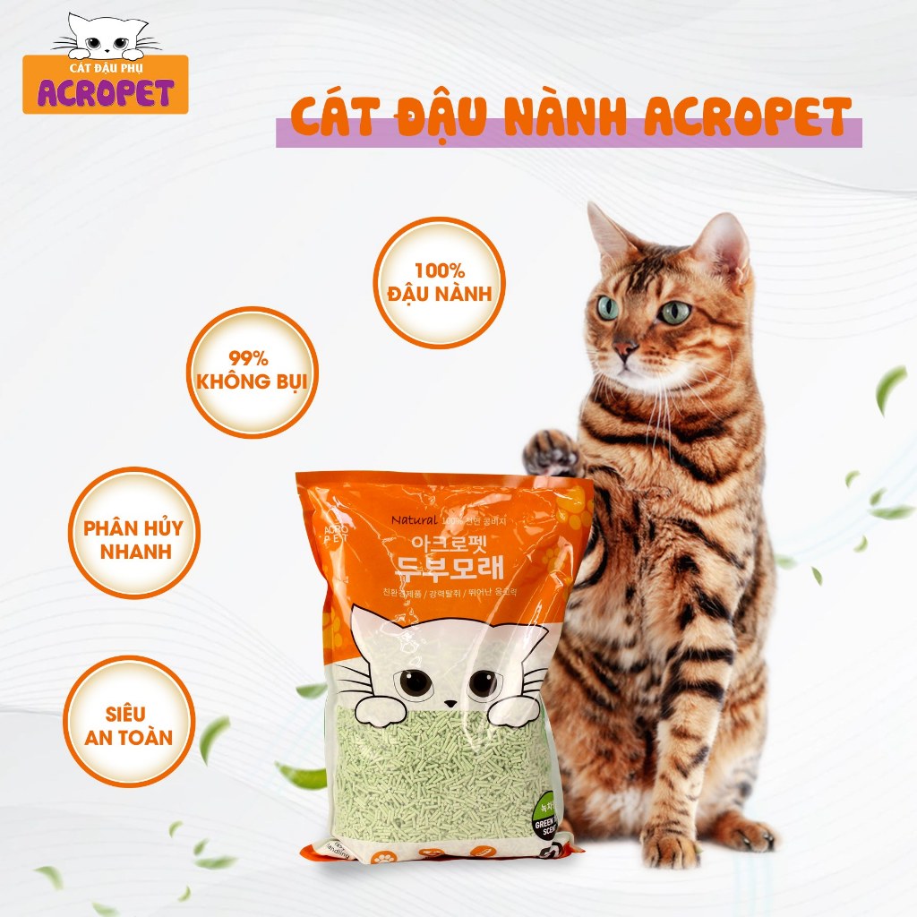 [THÙNG 6 GÓI TIẾT KIỆM] ACROPET 5L - Cát vệ sinh đậu phụ cho Mèo