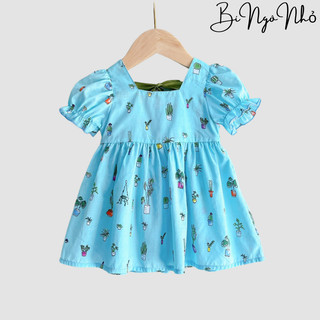 Váy bé gái màu xanh cột nơ sau lưng dễ thương 8-15kg BÍ NGÔ NHỎ CS009