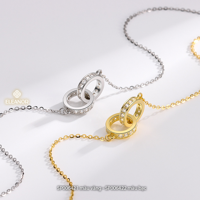 Ảnh Dây chuyền nữ titan Eleanor Accessories kiểu vòng tròn đôi đính đá vòng cổ sang trọng phụ kiện trang sức 6421 3
