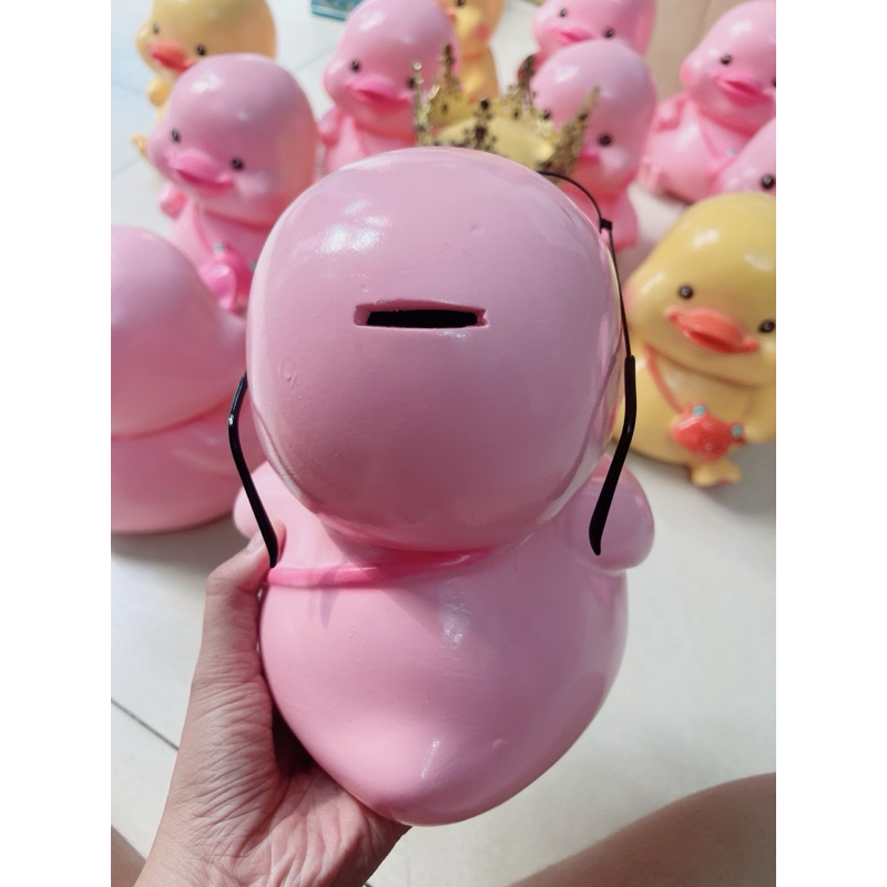 Ống heo tiết kiệm hình vịt kèm kính quà tặng đáng yêu 15x22cm