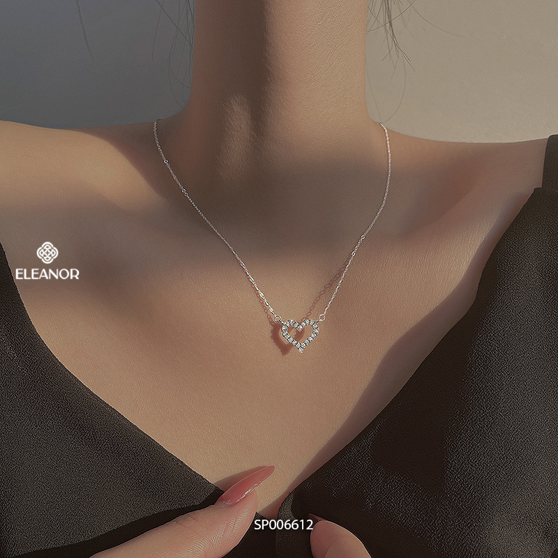 Dây chuyền nữ titan Eleanor Accessories mặt hình trái tim đính đá vòng cổ phụ kiện trang sức 6612