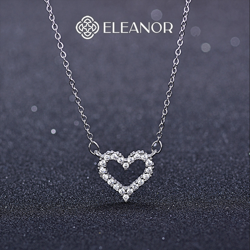 Dây chuyền nữ titan Eleanor Accessories mặt hình trái tim đính đá vòng cổ phụ kiện trang sức 6612