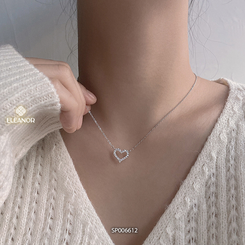 Dây chuyền nữ titan Eleanor Accessories mặt hình trái tim đính đá vòng cổ phụ kiện trang sức 6612
