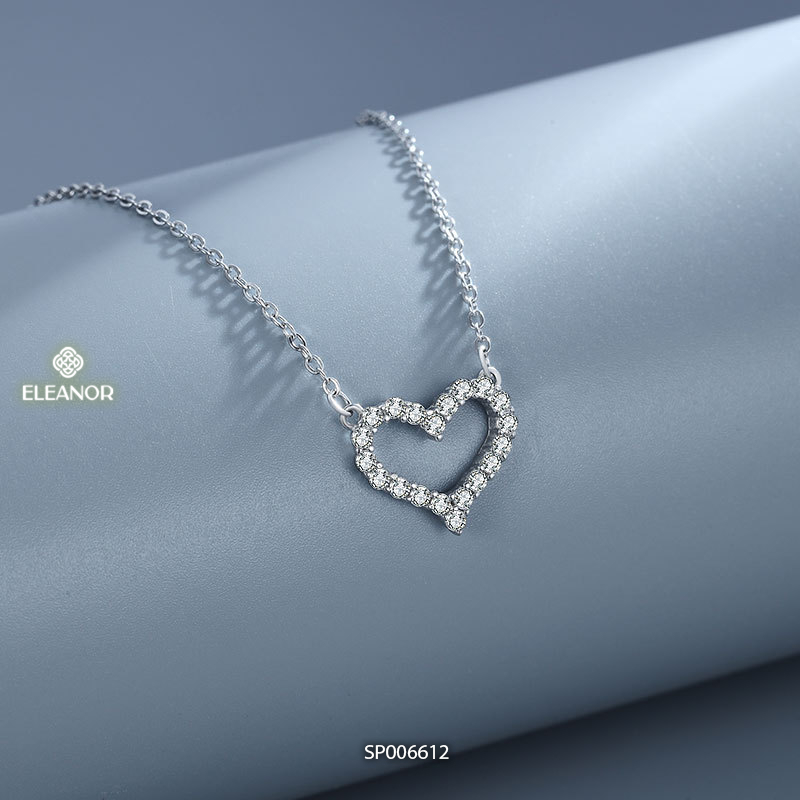 Dây chuyền nữ titan Eleanor Accessories mặt hình trái tim đính đá vòng cổ phụ kiện trang sức 6612