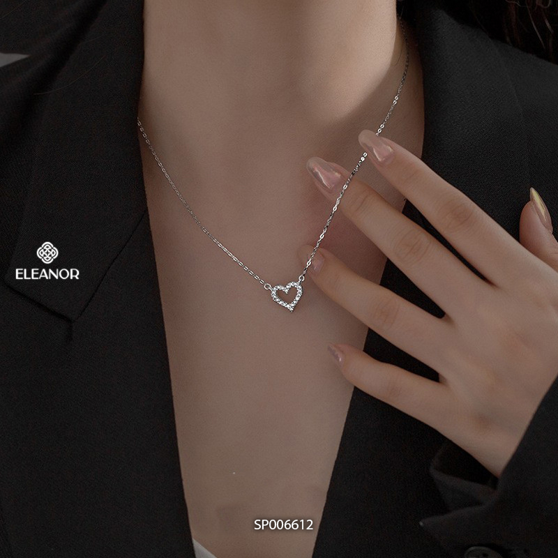 Dây chuyền nữ titan Eleanor Accessories mặt hình trái tim đính đá vòng cổ phụ kiện trang sức 6612