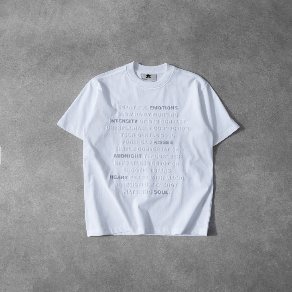 Ảnh Áo Thun Cảm Xúc In Nổi, Phản Quang Màu Trắng - Brand TSUN Chính Hãng - Emotions Tee White - Oversize 3