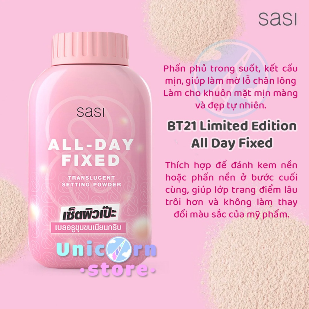 Phấn Phủ Bột Thái Lan SaSi All-Day Loose Powder 4 Công Thức Dịu Nhẹ An Toàn Phù Hợp Cho Mọi Loại Da 50G