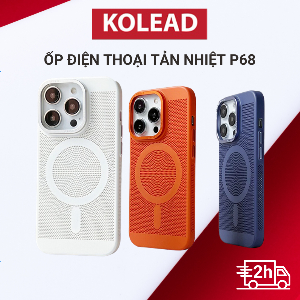 [3in1]Ốp điện thoại sạc không dây Tản nhiệt thoáng khí phối kim loại P68 KOLEAD cho iPh 13 14 15 plus Pro 15 Promax