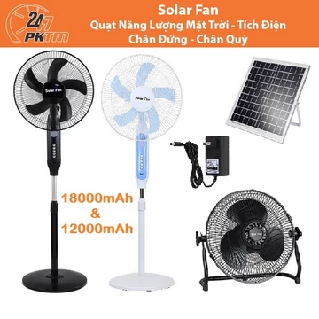Quạt Năng Lượng Mặt Trời Kết Hợp Sạc Tích Điện PIN 12000mAh - 18000mAh Chân Quỳ Chân Đứng 3 Cấp Độ | Phụ Kiện Thông Minh