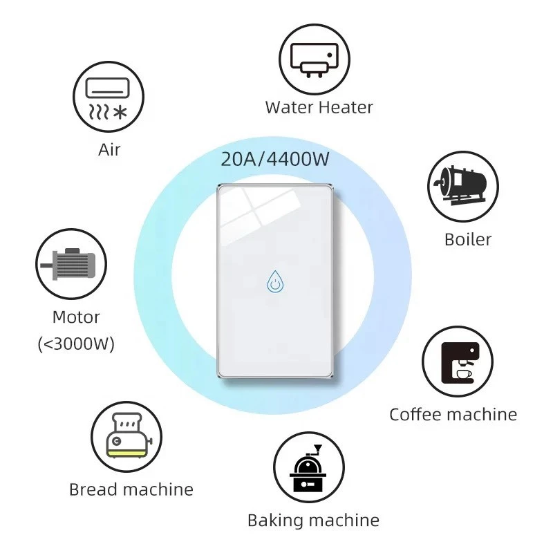 Công Tắc Bình Nóng Lạnh Wifi Tuya, Công Tắc Công Suất Cao Tuya 20A - 4400W