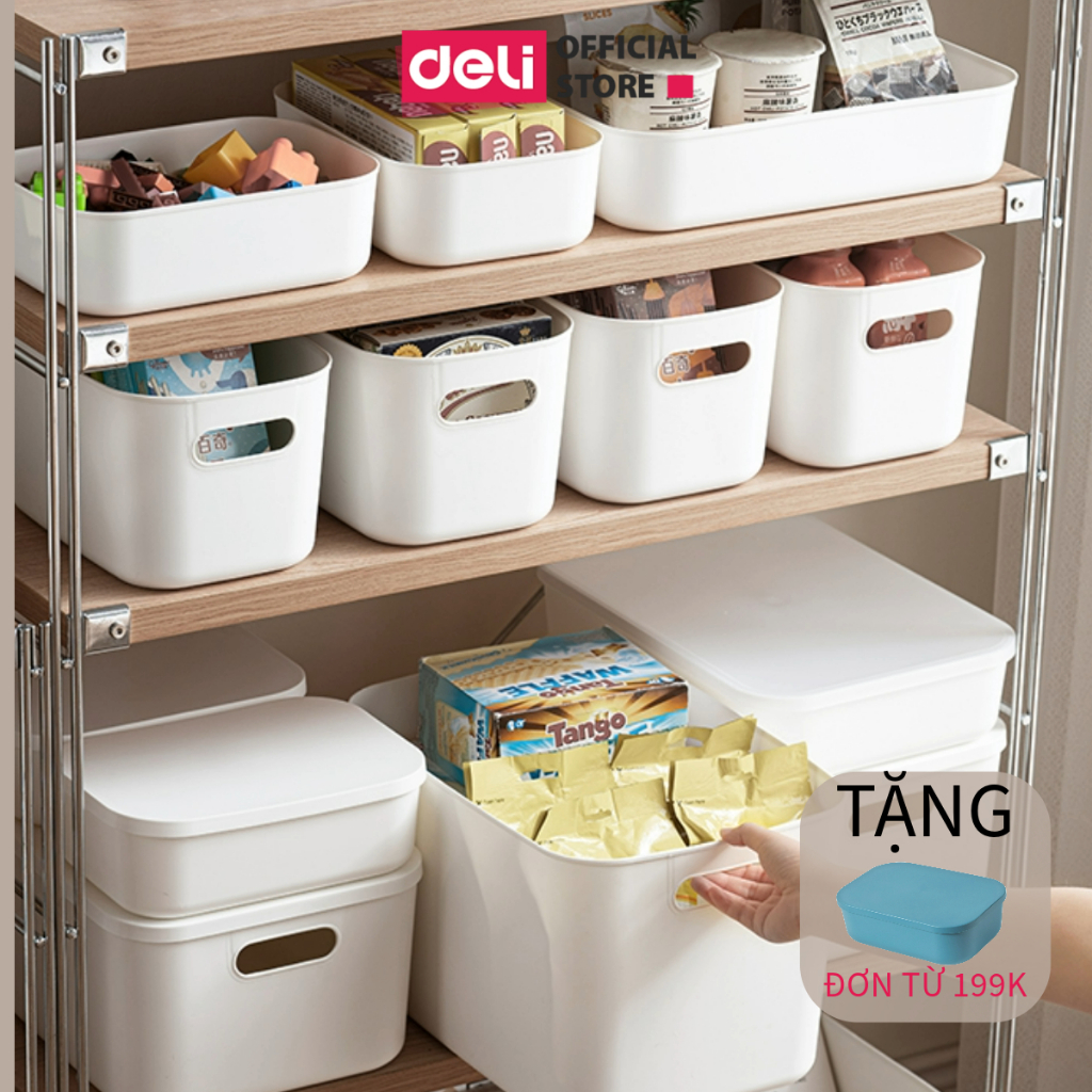 Hộp Đựng Đồ Có Nắp Deli Cỡ Siêu Lớn Có Tay Cầm Đa Năng Nắp Đậy Chống Bụi, Hộp Đựng Quần Áo, Đồ Chơi