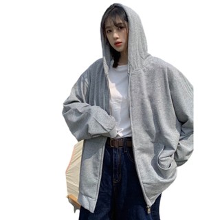 áo khoác hoodie zip nữ nam nỉ bông form rộng KONOVA có mũ chất liệu dày dặn
