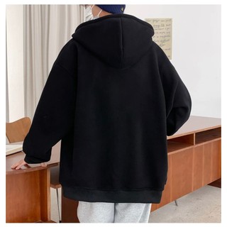 áo khoác hoodie zip nữ nam nỉ bông form rộng KONOVA có mũ chất liệu dày dặn