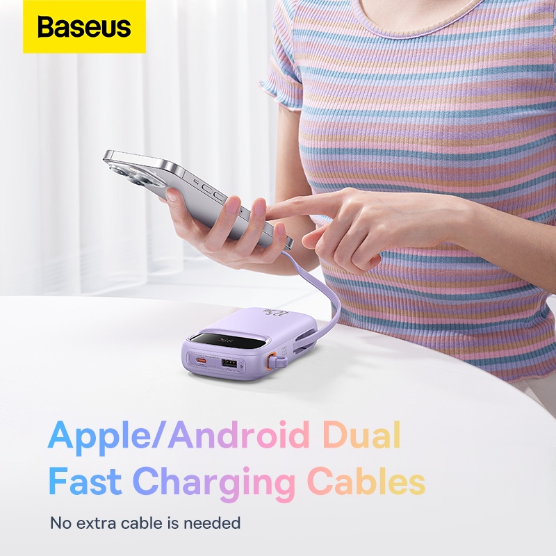 Ảnh Sạc Dự Phòng Hai Đầu Dây Baseus 20000mAh PD 22.5W TypeC &IP 2 Cổng Tiện Dụng Cho iP 15 14 13 Samsung Điện Thoại 2