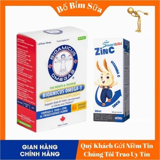 Ferrolip Baby Hộp 30ml Và Kẽm ZinC Smartbibi Hộp 30ml Và Bioamicus Omega 3 DHA + EPA Hộp 30ml.