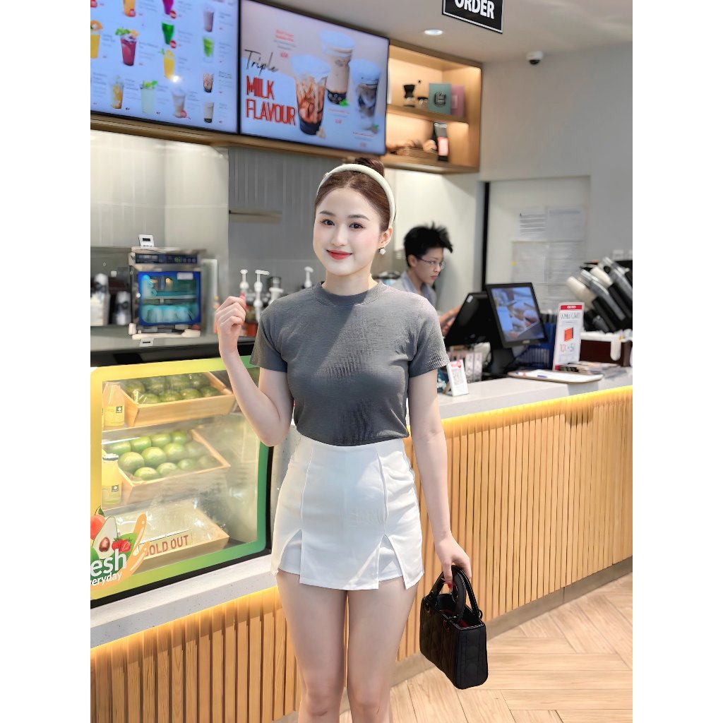 Áo thun Baby Tee trơn dáng ôm cổ tròn, tay ngắn đơn giản A578