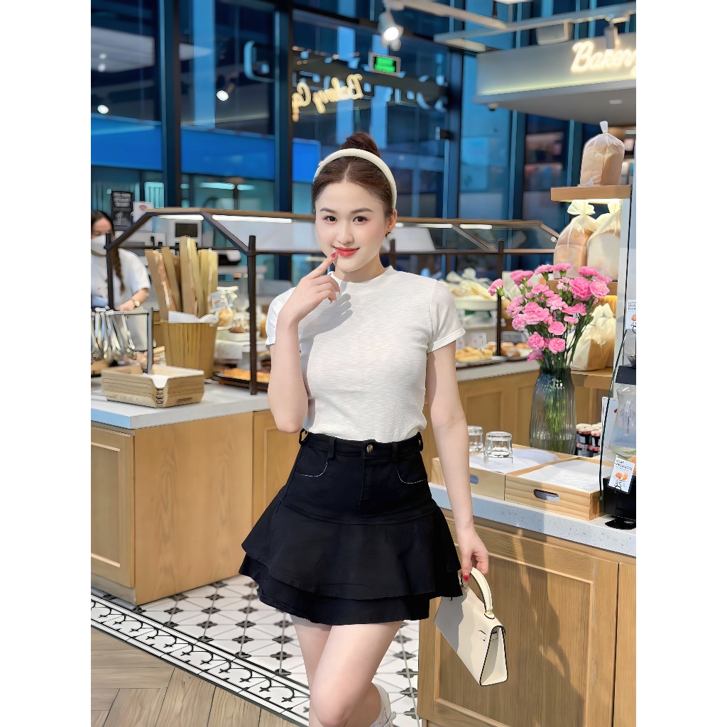 Áo thun Baby Tee trơn dáng ôm cổ tròn, tay ngắn đơn giản A578