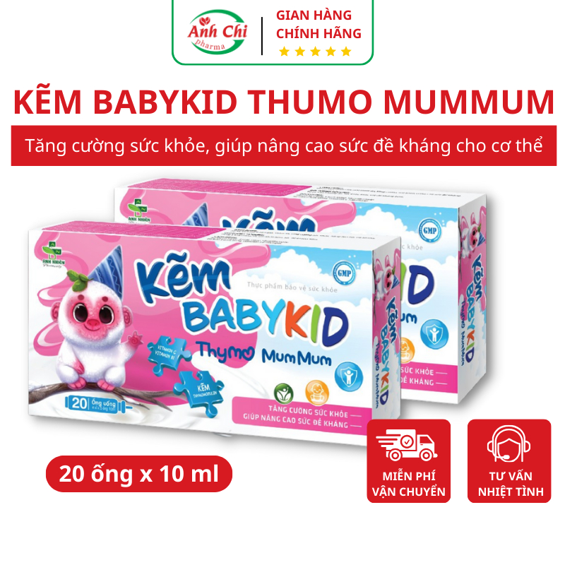 Hộp 20 ống 10ml Kẽm BABYKID THUMO MUMMUM hỗ trợ ăn ngon, nâng cao sức đề kháng, tăng khả năng