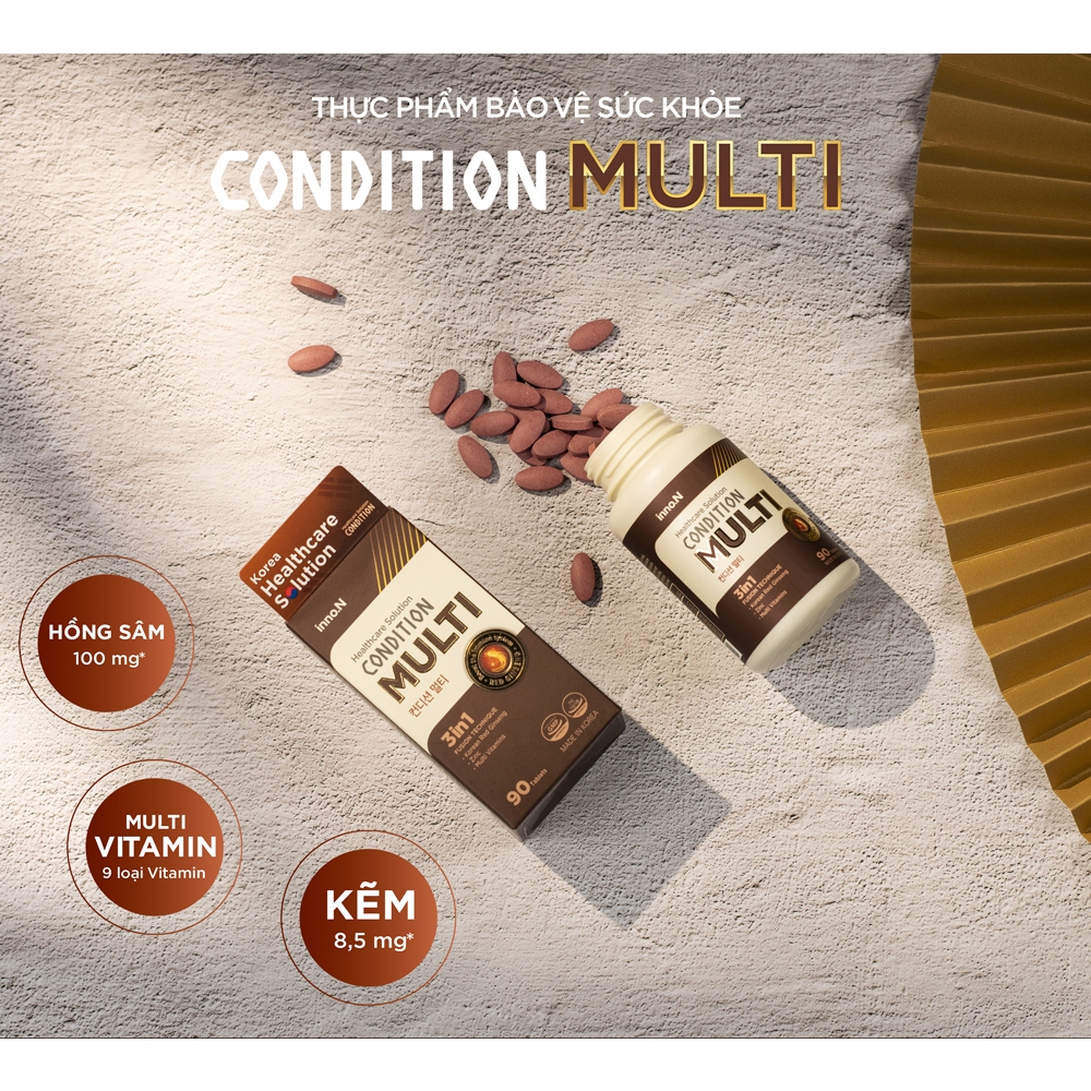 Viên Uống Bổ Sung Vitamin Chứa Hồng Sâm CONDITION MULTI - Hộp 90 viên - Thực Phẩm Bảo Vệ Sức Khoẻ