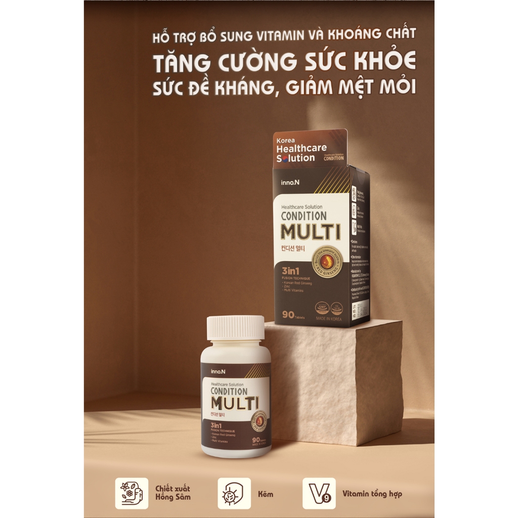 Viên Uống Bổ Sung Vitamin Chứa Hồng Sâm CONDITION MULTI - Hộp 90 viên - Thực Phẩm Bảo Vệ Sức Khoẻ