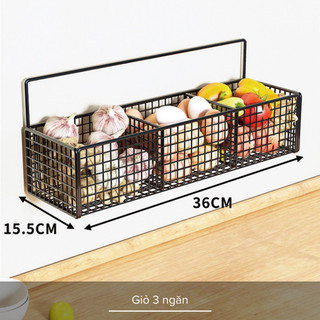 Giỏ đựng hành, tỏi, gừng và gia vị nhà bếp tiện lợi, có kèm miếng dán chắc chắn.