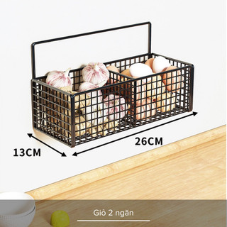 Giỏ đựng hành, tỏi, gừng và gia vị nhà bếp tiện lợi, có kèm miếng dán chắc chắn.