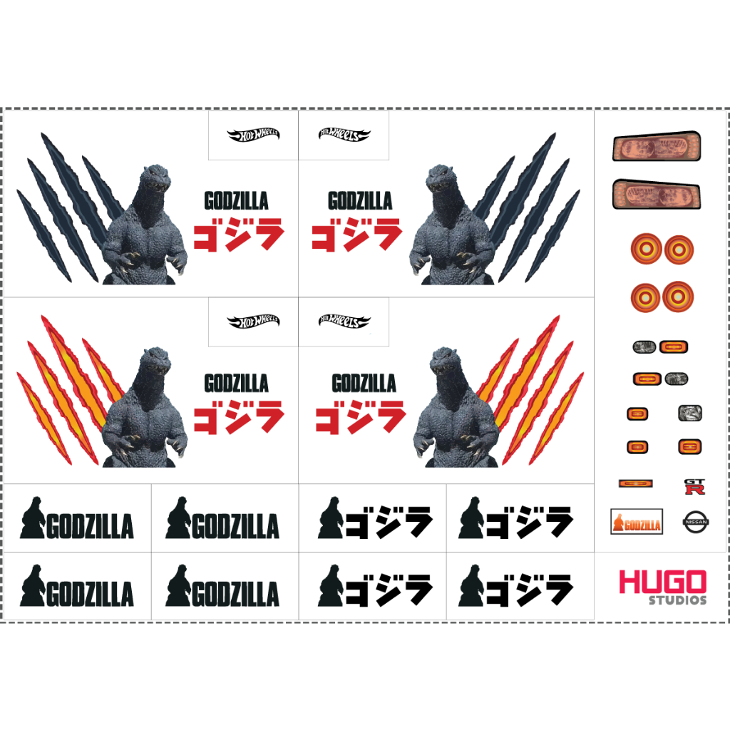 Hugo Studios Decal trượt nước Godzilla 3 tỉ lệ 1/64 chưa phủ clear ...