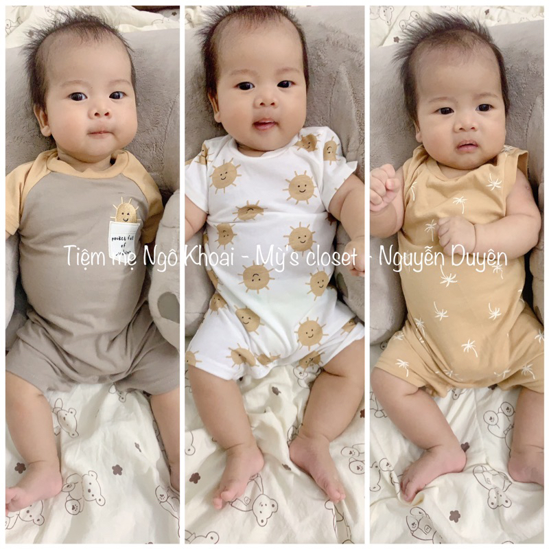 [MD07] PL BABY Set 3 Romper/ body đùi cotton mềm mịn cho bé trai (full tag móc)