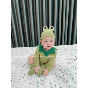 Áo bodysuit dài tay kèm mũ ếch xanh cho bé NGÔ KHOAI MỲ