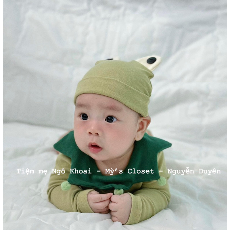 [MD51] Áo bodysuit dài tay kèm mũ ếch xanh cho bé NGÔ KHOAI MỲ