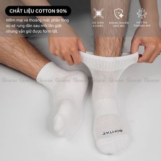 Tất cổ ngắn nam nữ GOMTAT, chất liệu cotton hút ẩm khử mùi kháng khuẩn, có đệm xù êm chân - STA-5009-NGAN-1DOI