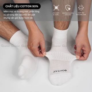Combo 5 đôi vớ cổ ngắn nam nữ GOMTAT, chất liệu cotton hút ẩm khử mùi, có đệm xù êm chân - STA-5009-NGAN-CB5