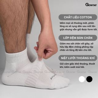 Tất cổ ngắn nam nữ GOMTAT, chất liệu cotton hút ẩm khử mùi kháng khuẩn, có đệm xù êm chân - STA-5009-NGAN-1DOI