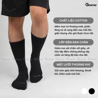 Tất cổ cao nam nữ GOMTAT, chất liệu cotton hút ẩm khử mùi, có đệm lót xù êm chân - STA-5009-CAO-1DOI
