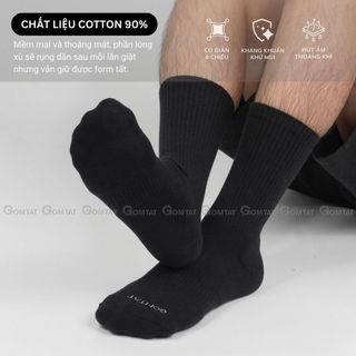 Tất cổ cao nam nữ GOMTAT, chất liệu cotton hút ẩm khử mùi, có đệm lót xù êm chân - STA-5009-CAO-1DOI