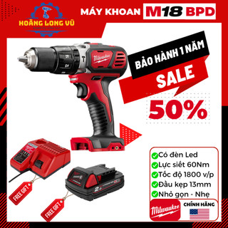 Máy khoan pin M18 BPD Milwaukee, máy khoan tường, khoan gỗ, khoan kim loại. Máy khoan 18V chính hãng