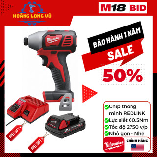 Máy Vặn Vít Milwaukee M18 BID | Dùng Pin 18V Nhỏ Gọn | Gồm Pin 2.0Ah + Sạc | Bảo Hành 12 Tháng