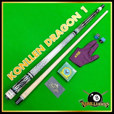 Cơ Bida Lỗ KONLLEN DRAGON 01 Gậy Bi A Pool Ren Radial Ngọn Công Nghệ XTC Giảm Bạt, Tay Bọc Da