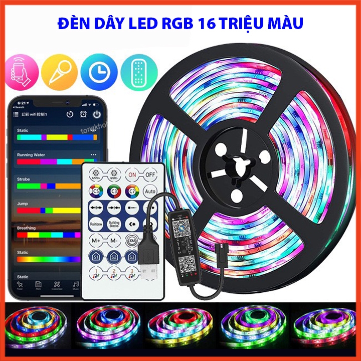 Đèn Dây Led RGB 16 Triệu Màu 5m 10m Nháy Theo Nhạc - Dây LED RGB Trang ...