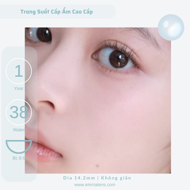 Kính Áp Tròng Trong Suốt Cấp Ẩm Cao Cấp / Lens Trong Suốt Cấp Ẩm 24h mỗi ngày | Kính Áp Tròng Emma