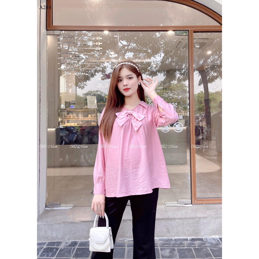 Áo bầu thiết kế Áo cổ đức nơ A244 B2MUM