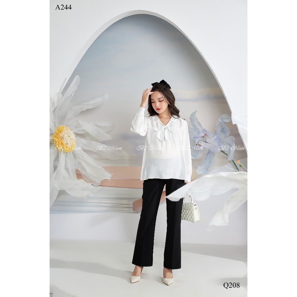 Áo bầu thiết kế Áo cổ đức nơ A244 B2MUM