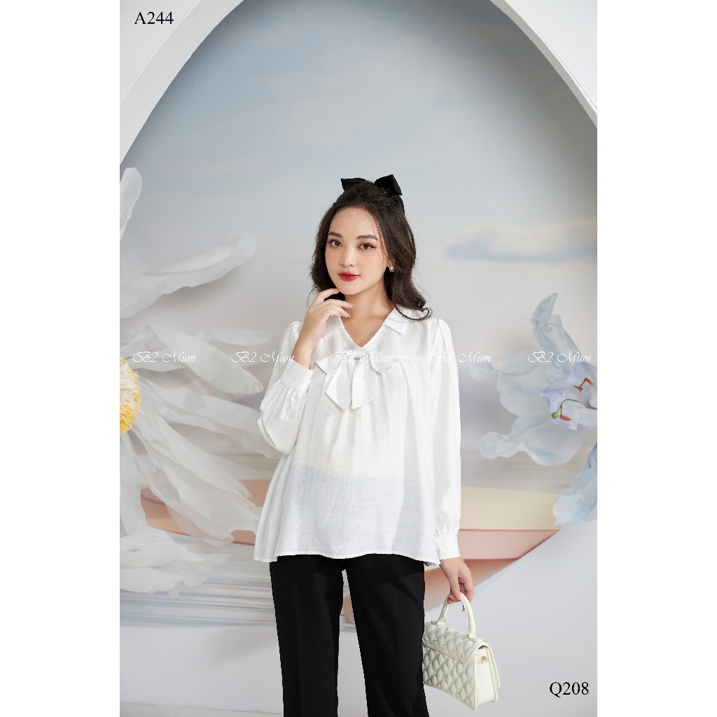 Áo bầu thiết kế Áo cổ đức nơ A244 B2MUM